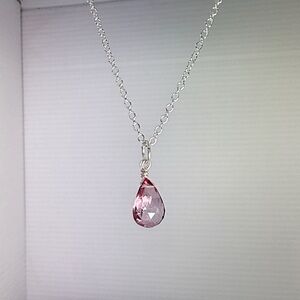 Elegant Silver Necklace with Pink Topaz Teardrop Pendant